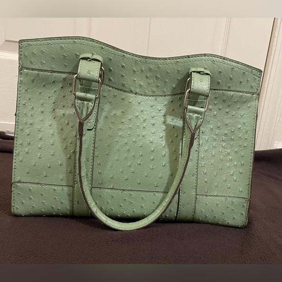 Bueno Green Satchel with Structured Design and Textured Finish - Picture 4 of 11